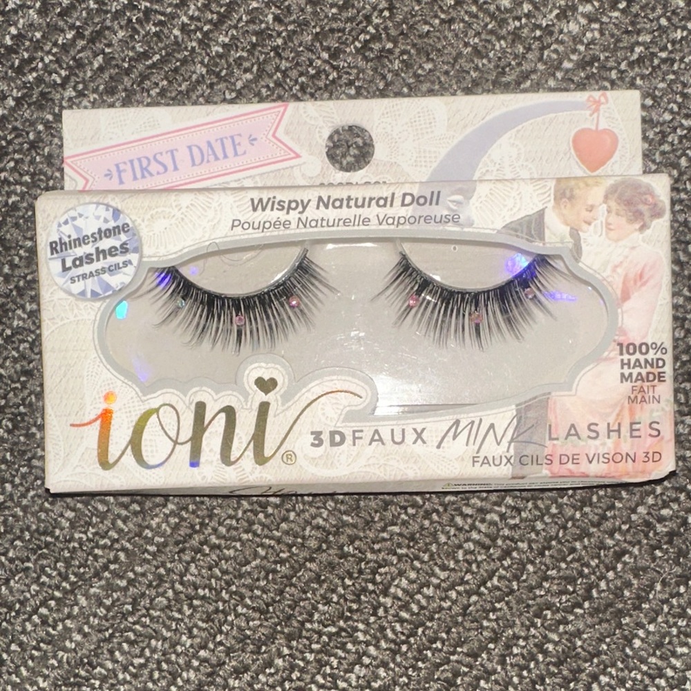 NIB IONI First Date Wispy Natural Doll Rhinestone 3D Faux Mink Lashes